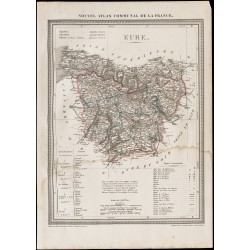 Gravure de 1839 - Carte géographique ancienne de l'Eure - 1