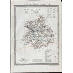 Gravure de 1839 - Carte géographique ancienne d'Eure-et-Loir - 1