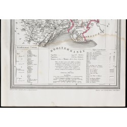 Gravure de 1839 - Carte géographique ancienne du Gard - 3
