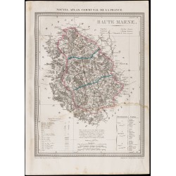 Gravure de 1839 - Carte géographique ancienne de Haute-Marne - 1