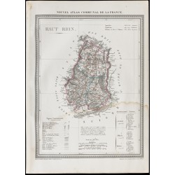 Gravure de 1839 - Carte géographique ancienne du Haut-Rhin - 1
