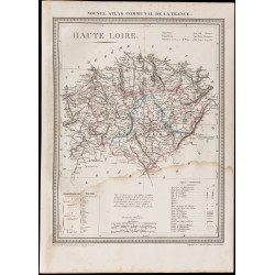 Gravure de 1839 - Carte géographique ancienne de la Haute-Loire - 1