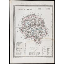Gravure de 1839 - Carte géographique ancienne de l'Indre-et-Loire - 1
