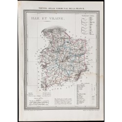 Gravure de 1839 - Carte géographique ancienne d'Ille-et-Vilaine - 1