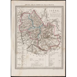 Gravure de 1839 - Carte géographique ancienne de l'Isère - 1