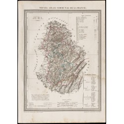 Gravure de 1839 - Carte géographique ancienne du Jura - 1
