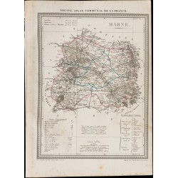 Gravure de 1839 - Carte géographique ancienne de la Marne - 1