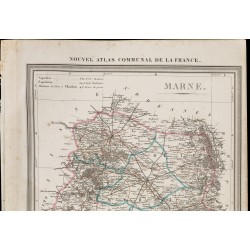 Gravure de 1839 - Carte géographique ancienne de la Marne - 2