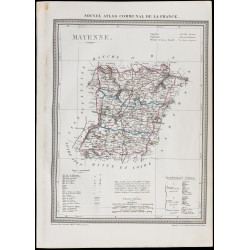 Gravure de 1839 - Carte géographique ancienne de la Mayenne - 1