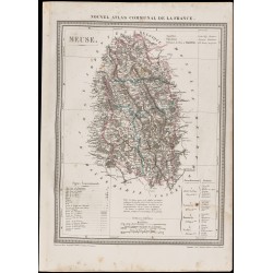 Gravure de 1839 - Carte géographique ancienne de la Meuse - 1