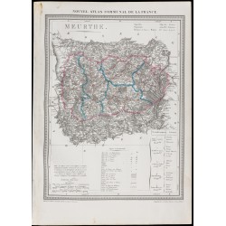 Gravure de 1839 - Carte géographique ancienne de la Meurthe - 1