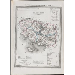 Gravure de 1839 - Carte géographique ancienne du Morbihan - 1