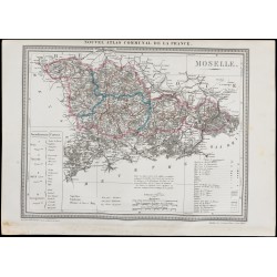Gravure de 1839 - Carte géographique ancienne de Moselle - 1