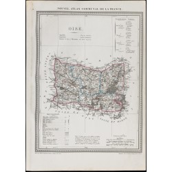 Gravure de 1839 - Carte géographique ancienne de l'Oise - 1