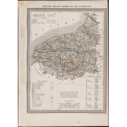 Gravure de 1839 - Carte géographique ancienne de la Seine-Inférieure - 1