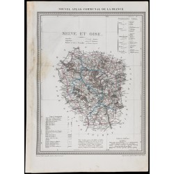 Gravure de 1839 - Carte géographique ancienne de Seine-et-Oise - 1