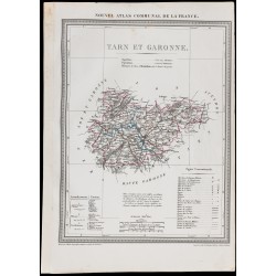 Gravure de 1839 - Carte géographique ancienne du Tarn-et-Garonne - 1
