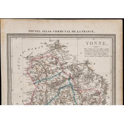 Gravure de 1839 - Carte géographique ancienne de l'Yonne - 2