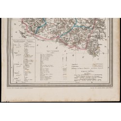 Gravure de 1839 - Carte géographique ancienne de l'Yonne - 3