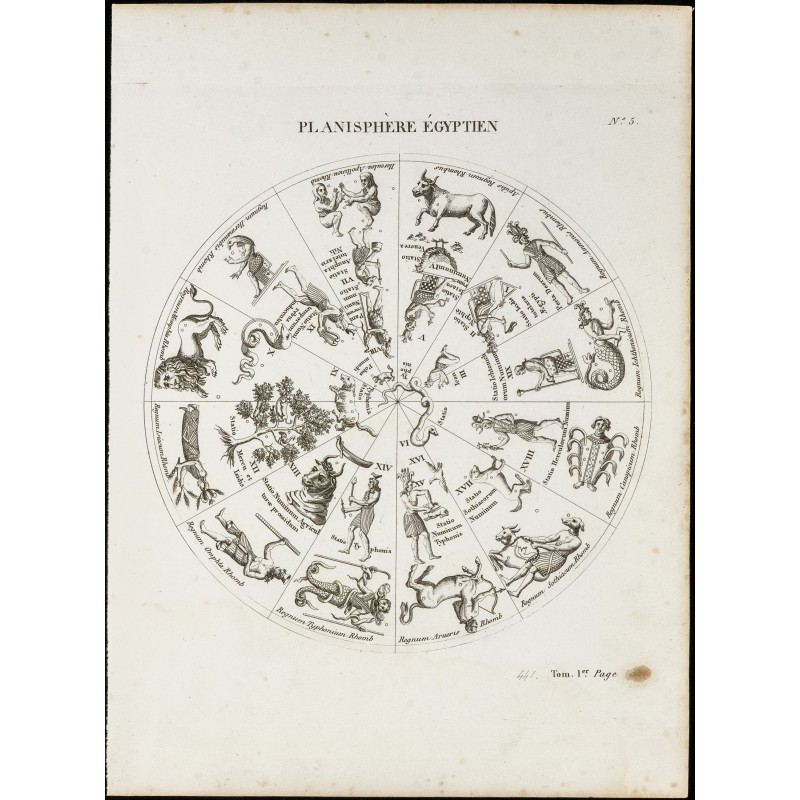 Gravure de 1822 - Planisphère égyptien - 1
