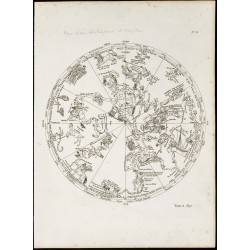 Gravure de 1822 - Planisphère céleste des travaux d'Hercule - 1