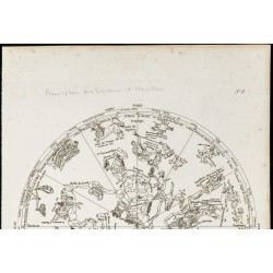 Gravure de 1822 - Planisphère céleste des travaux d'Hercule - 2