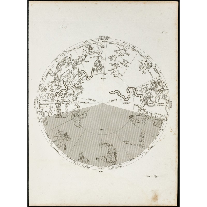 Gravure de 1822 - Planisphère céleste - Empire d'Orsmund - 1