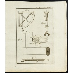 Gravure de 1777 - Quart de cercle - Instruments de navigation - 1