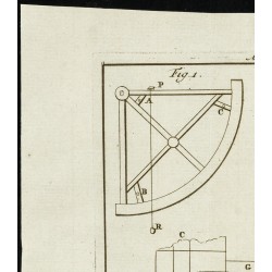 Gravure de 1777 - Quart de cercle - Instruments de navigation - 2