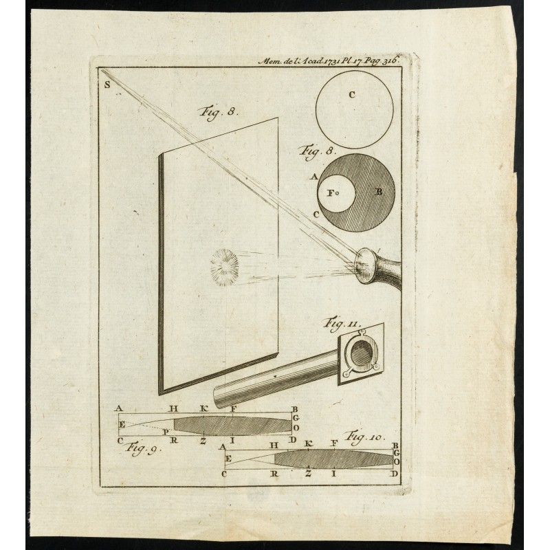 Gravure de 1777 - Quart de cercle - Astronomie - 1
