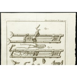 Gravure de 1777 - Machine à réduire les os cassés - 2