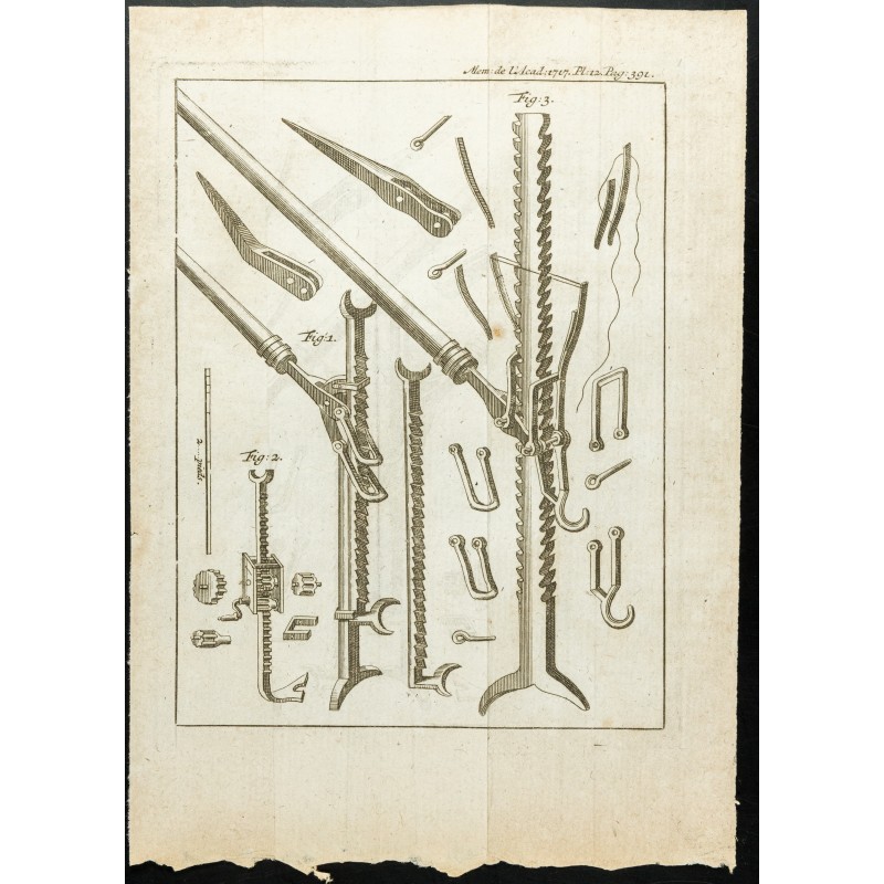 Gravure de 1777 - mécanique : Plans de nombreux crics - 1