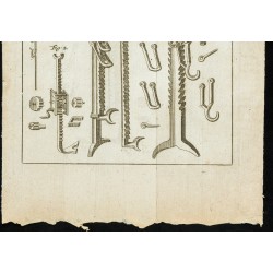 Gravure de 1777 - mécanique : Plans de nombreux crics - 3