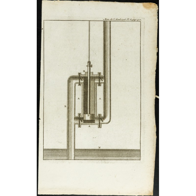 Gravure de 1777 - Mécanique d'une pompe - 1