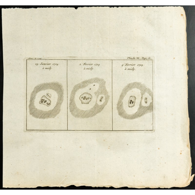 Gravure de 1777 - Taches solaires - Philippe De La Hire - 1