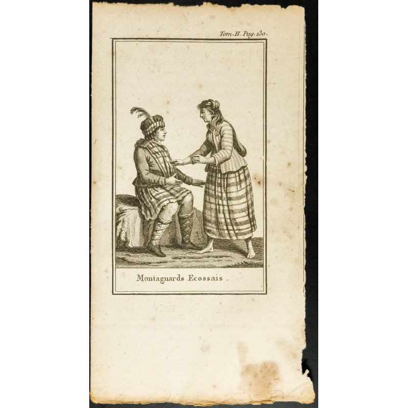 Gravure de 1806 - Costumes de Montagnards Écossais - 1