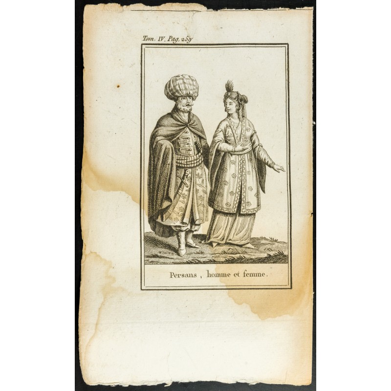 Gravure de 1806 - Costumes de Persans, homme et femme - 1