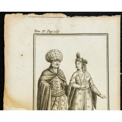 Gravure de 1806 - Costumes de Persans, homme et femme - 2