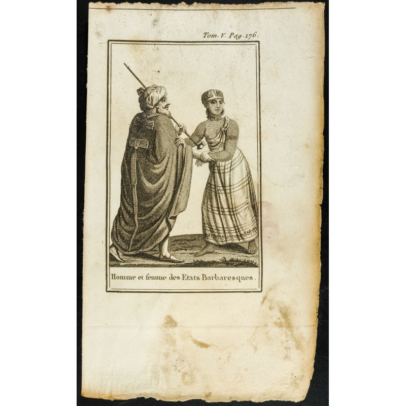 Gravure de 1806 - Costumes barbaresques - Afrique du Nord - 1