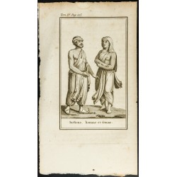 Gravure de 1806 - Costumes d'Indiens homme et femme - Inde - 1