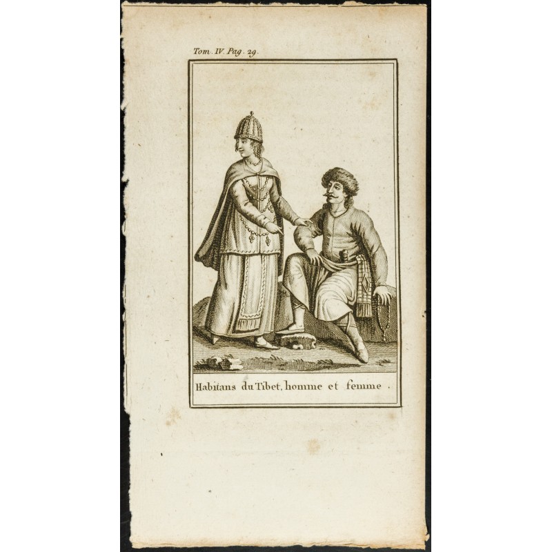 Gravure de 1806 - Costumes du Tibet - 1