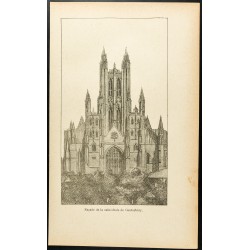 Gravure de 1892 - Façade de la cathédrale de Canterbury - 1