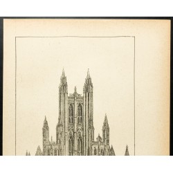 Gravure de 1892 - Façade de la cathédrale de Canterbury - 2