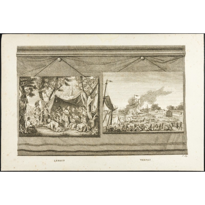 Gravure de 1825 - Oeuvres de Charles Le Brun & Claude Joseph Vernet - 1