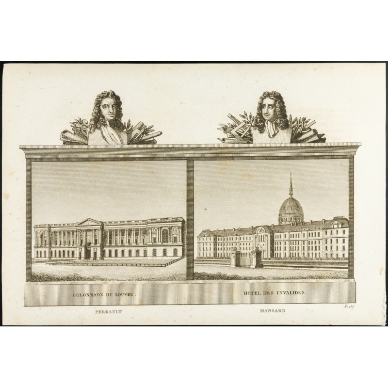 Gravure de 1825 - Claude Perrault & Hardouin-Mansart - 1