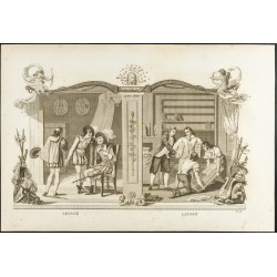 Gravure de 1825 - Alain-René Lesage & Pierre Laujon - 1