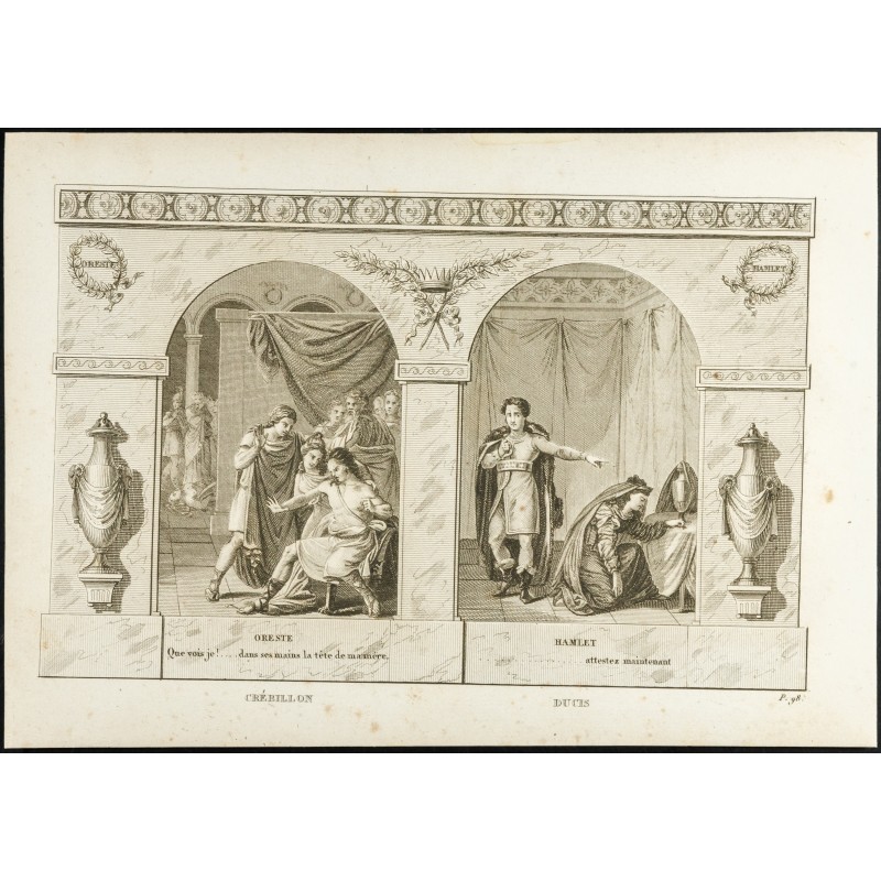 Gravure de 1825 - Crébillon (père) & Ducis - Théâtre - - 1