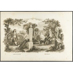 Gravure de 1825 - Jean de La Fontaine & Florian - 1