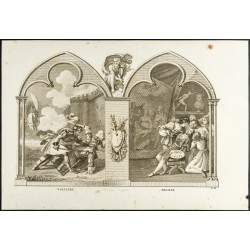 Gravure de 1825 - Voltaire & Jacques Delille - 1