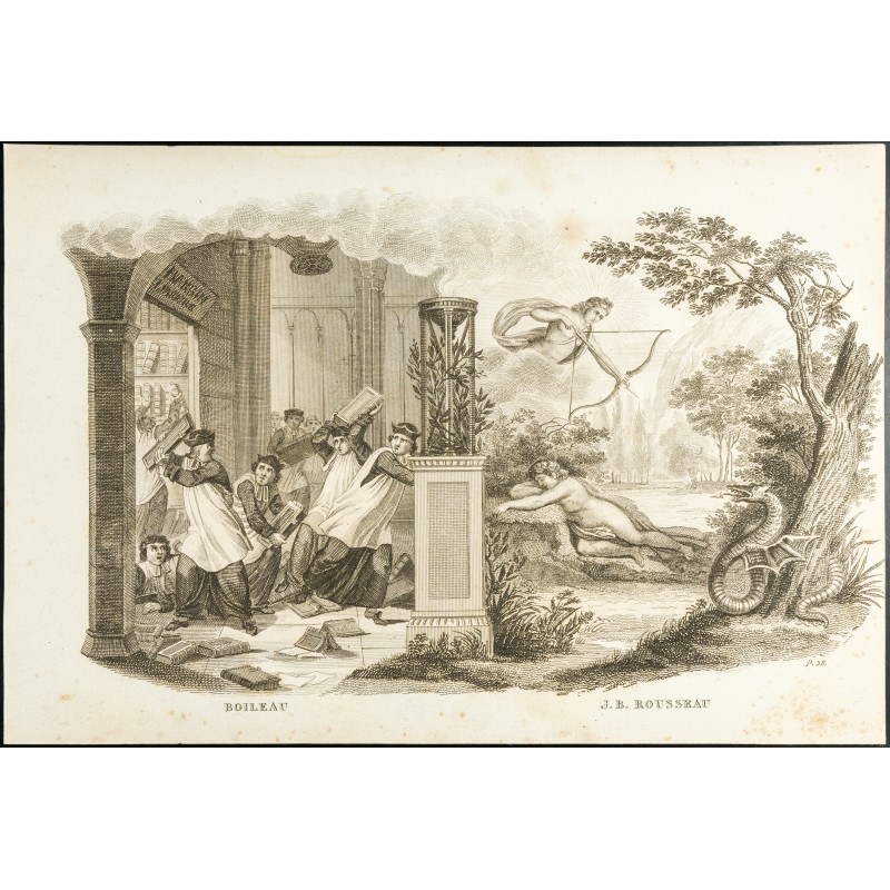 Gravure de 1825 - Oeuvre de Nicolas Boileau & Jean-Baptiste Rousseau - 1